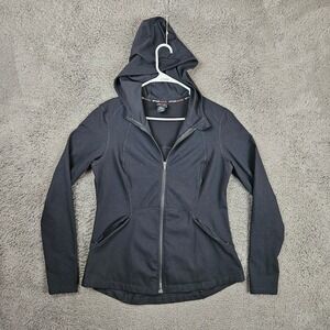 Spyder Active Womens Large Black Full Zip Hooded Performance Jacket